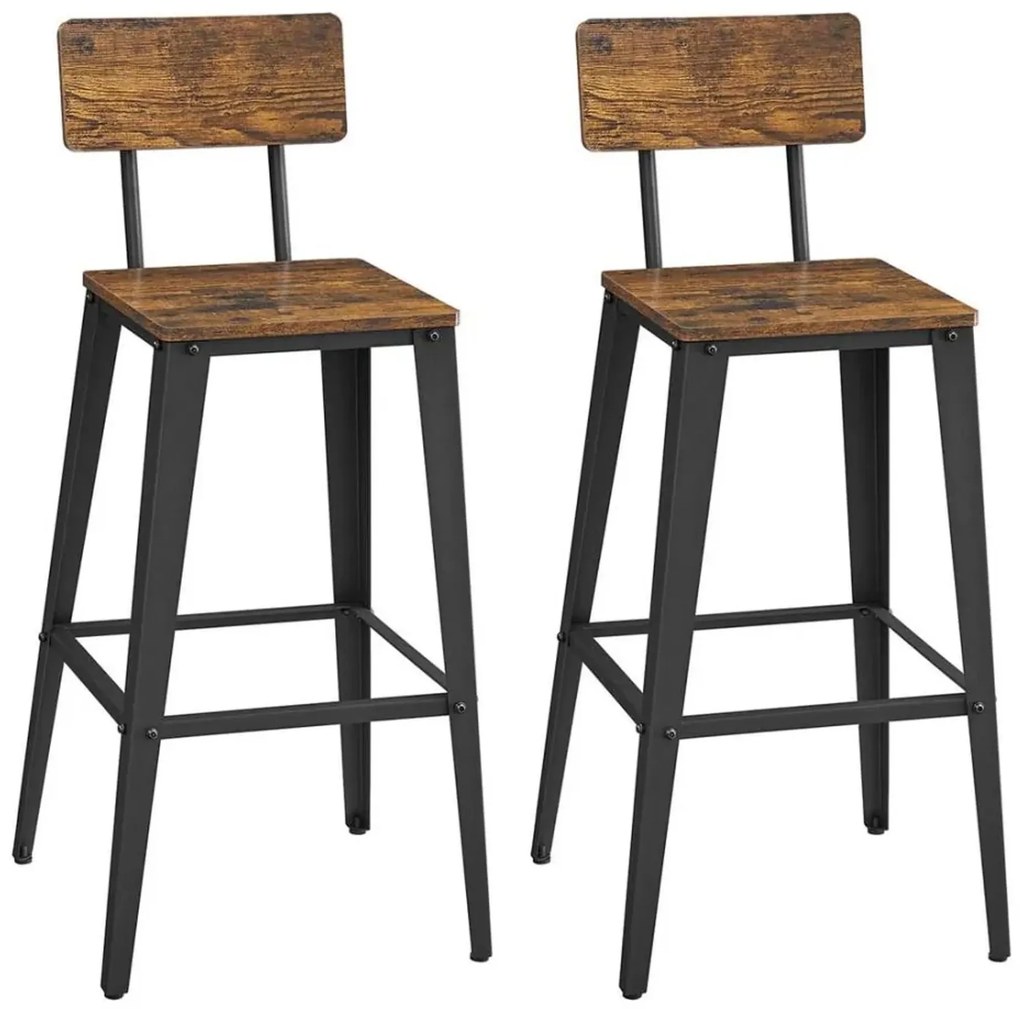 Sada 2 ks barových židlí Vasagle Kori hnědá/černá