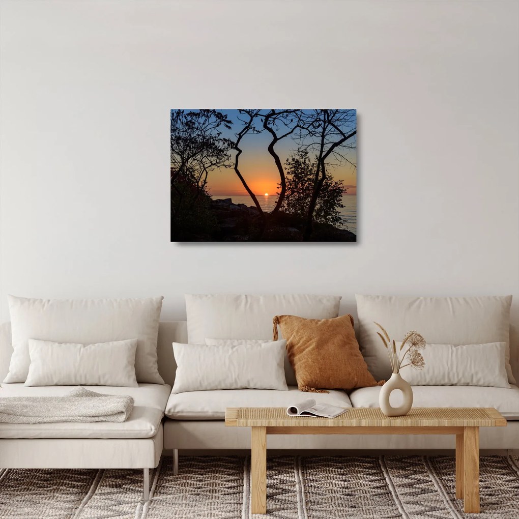 Sklenený obraz západu slnka (70x50 cm)