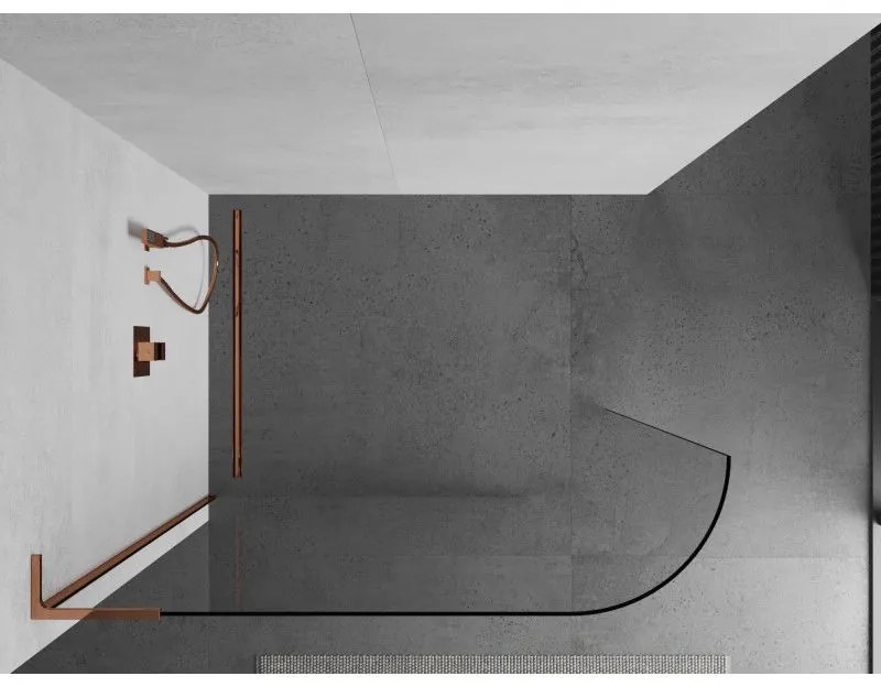 Mexen Kioto L, sprchová zástena Walk-In 110 x 200 cm, 8mm číre sklo, ružové zlato profil, 800-110-103-60-06