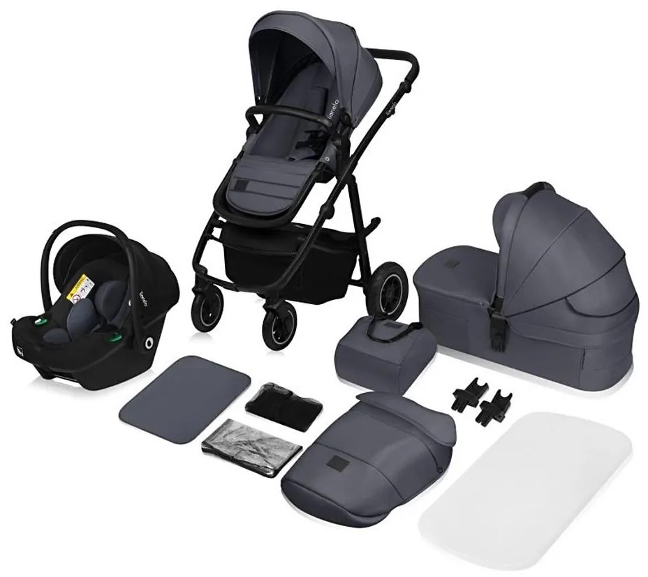Lionelo - Kombinovaný kočík 3v1 AMBER PLUS šedý Graphite