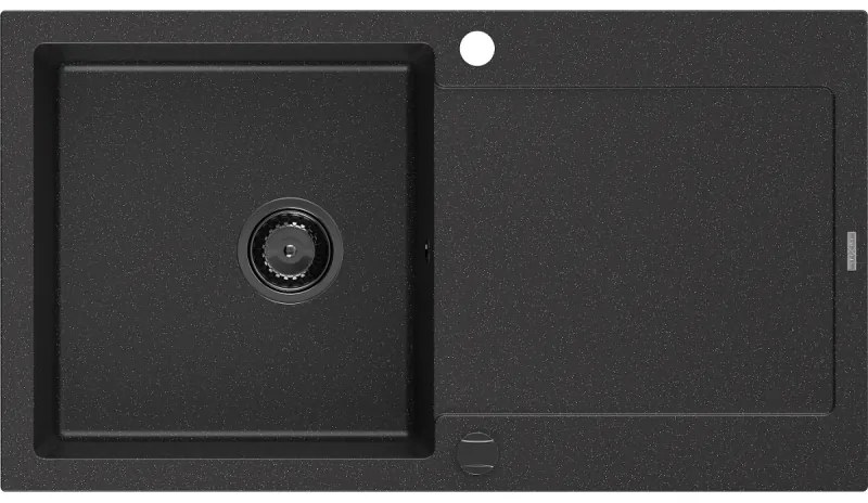 Mexen Leo, drez granitový 900x500x190 mm, 1-komorový, čierna-strieborná metalíza s čiernym sifónom, 6501901010-73-B