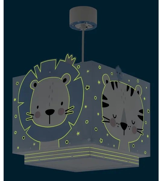 Dalber 63112T - Detský luster JUNGLE 1xE27/15W/230V modrá