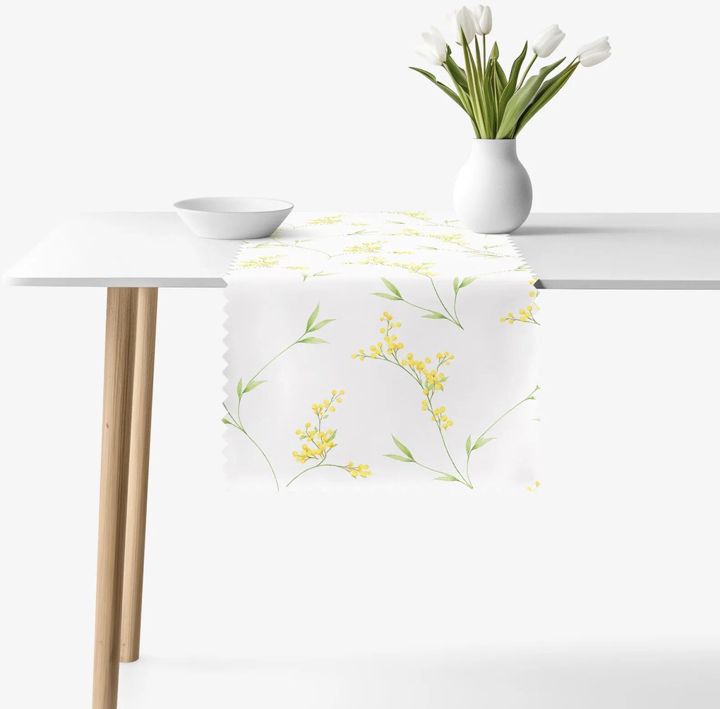 Goldea behúň na stôl teflónový - kvety mimózy 50x160 cm