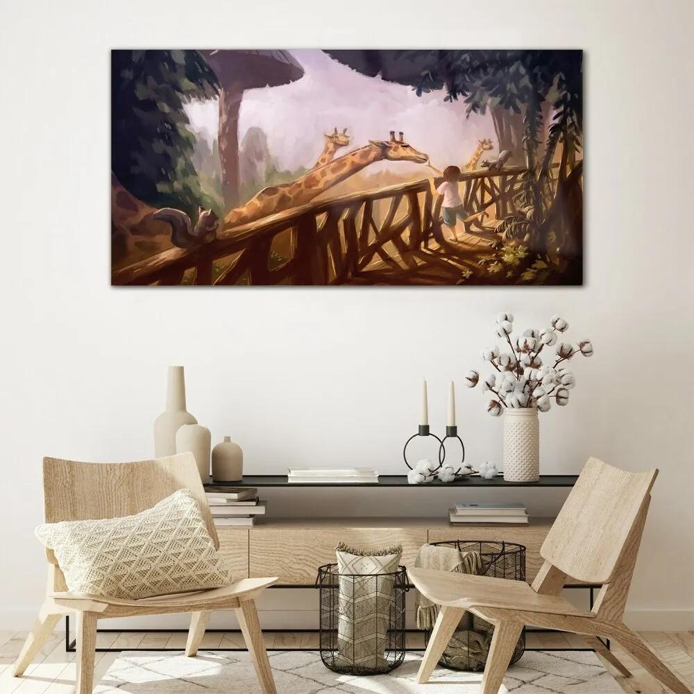 Skleneny obraz Abstrakcie veverička žirafa