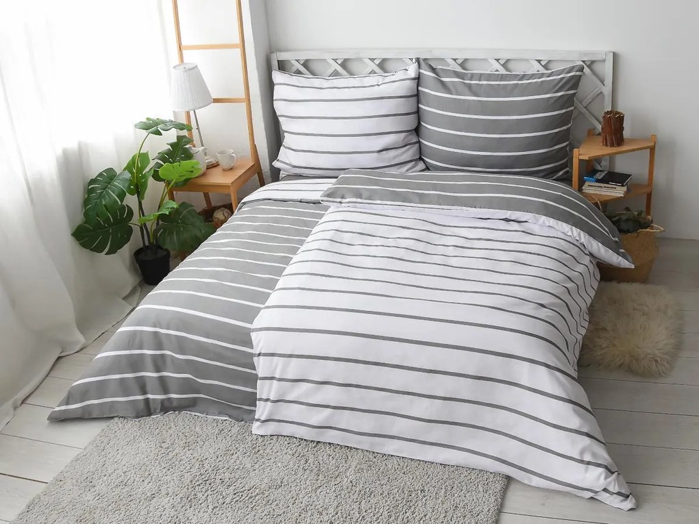 XPOSE® Bavlnené obliečky KLAUDIE DUO na dve postele - sivé/biele