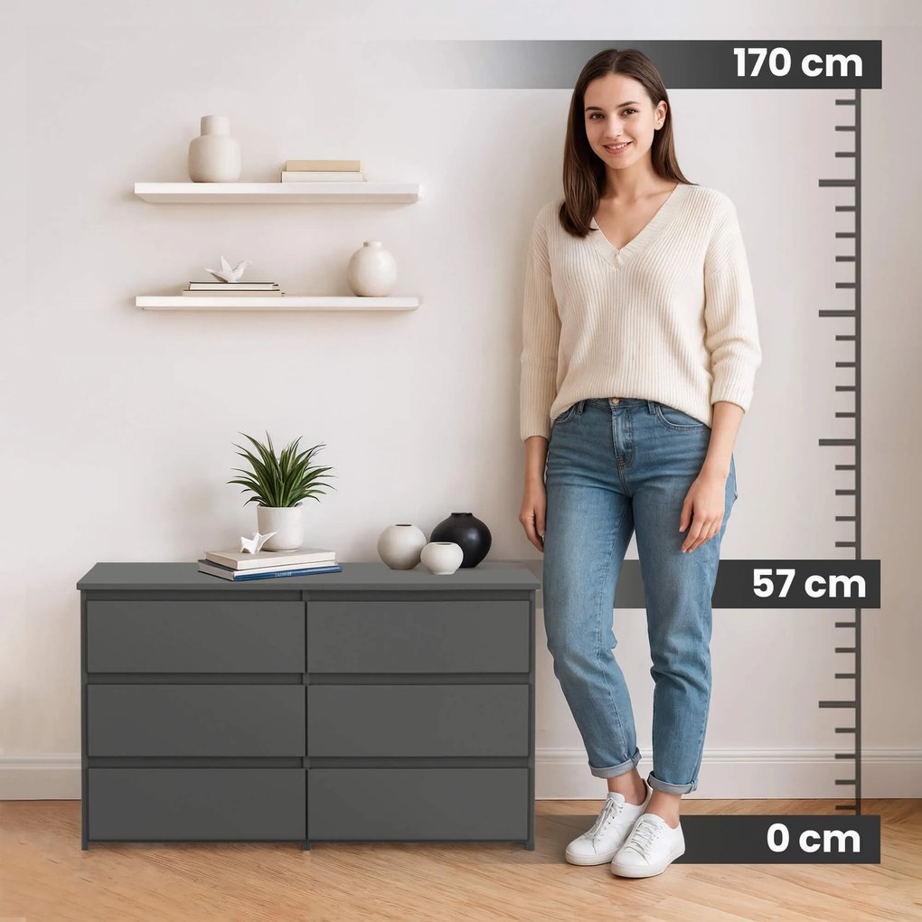 Komoda CL6 100 cm grafitovo šedá