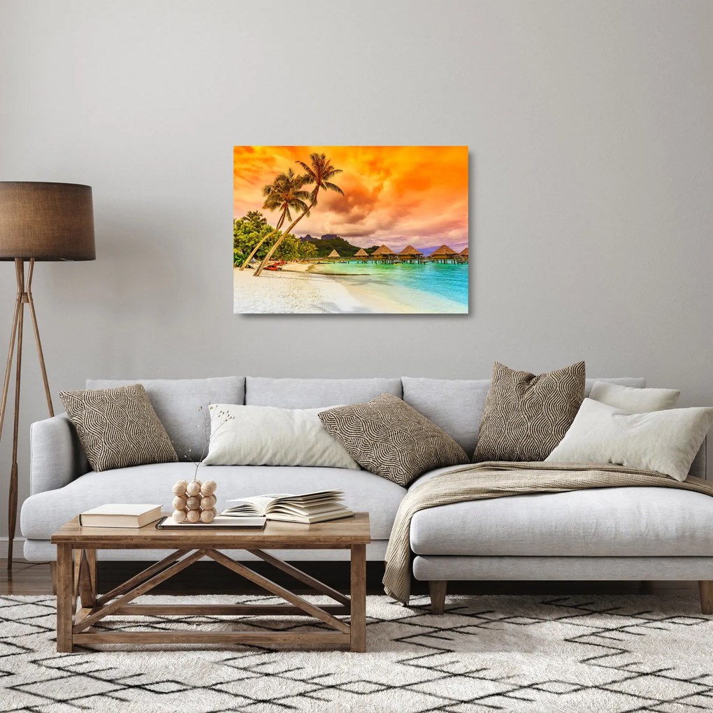 Sklenený obraz - Ostrov Bora Bora (70x50 cm)