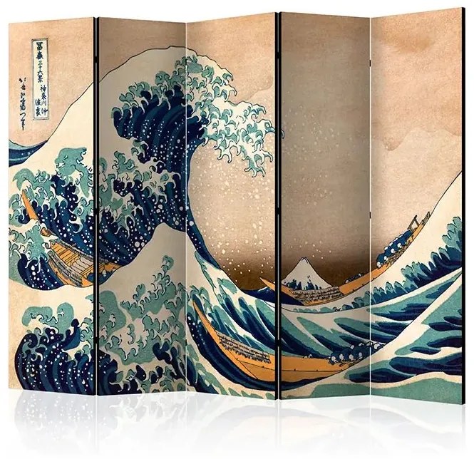 Paraván - Hokusai: The Great Wave off Kanagawa (Reproduction) II [Room Dividers] Veľkosť: 225x172, Verzia: Akustický