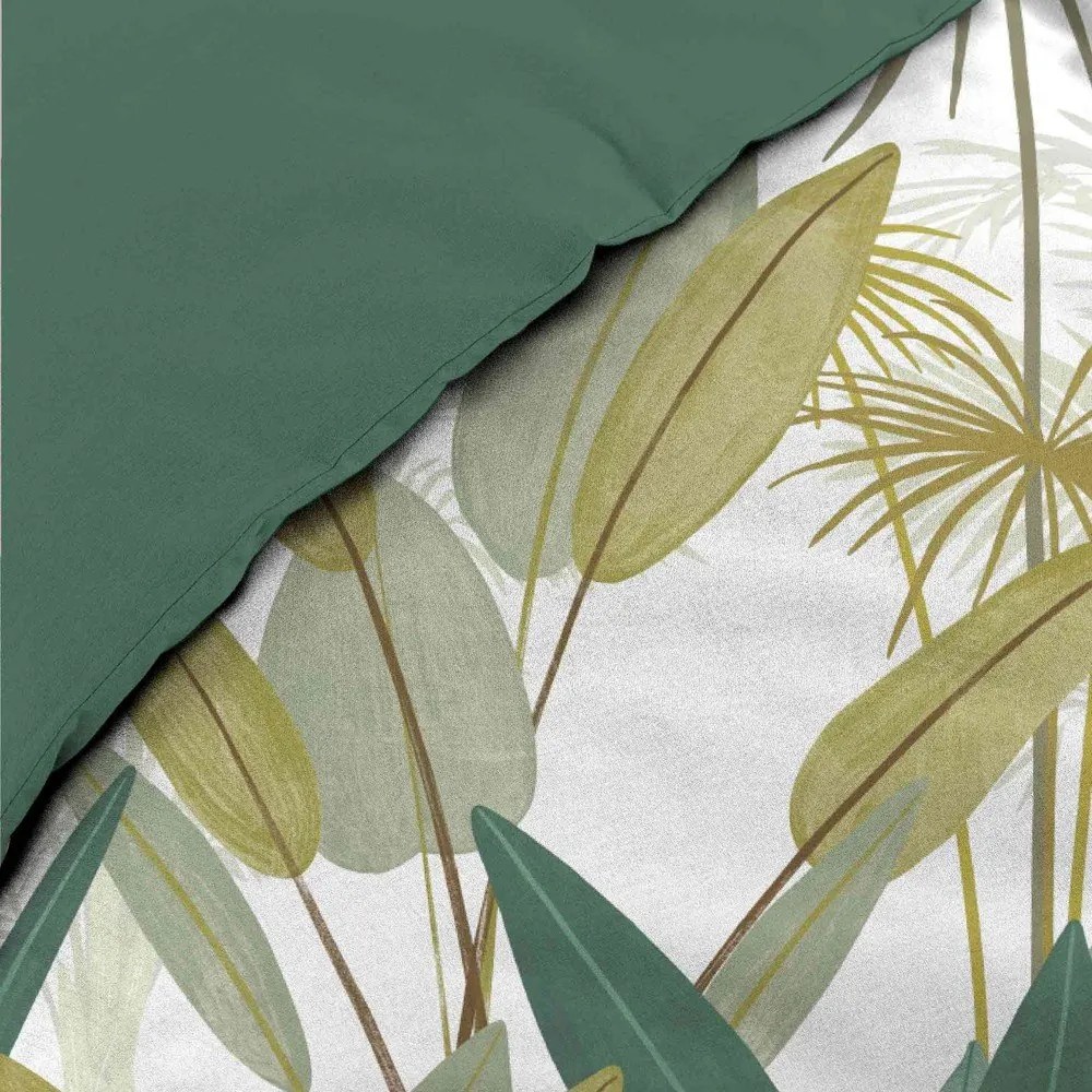 Biele/zelené bavlnené obliečky na dvojlôžko/predĺžené 240x220 cm Otika – douceur d'intérieur