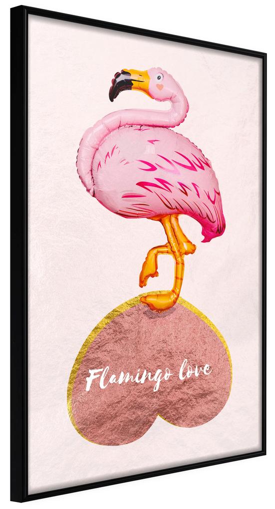 Artgeist Plagát - Flamingo in Love [Poster] Veľkosť: 30x45, Verzia: Čierny rám s passe-partout