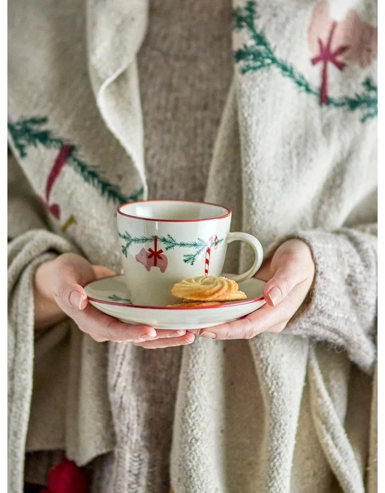 Krémový hrnček na cappuccino s vianočným motívom z kameniny 300 ml Yule – Bloomingville