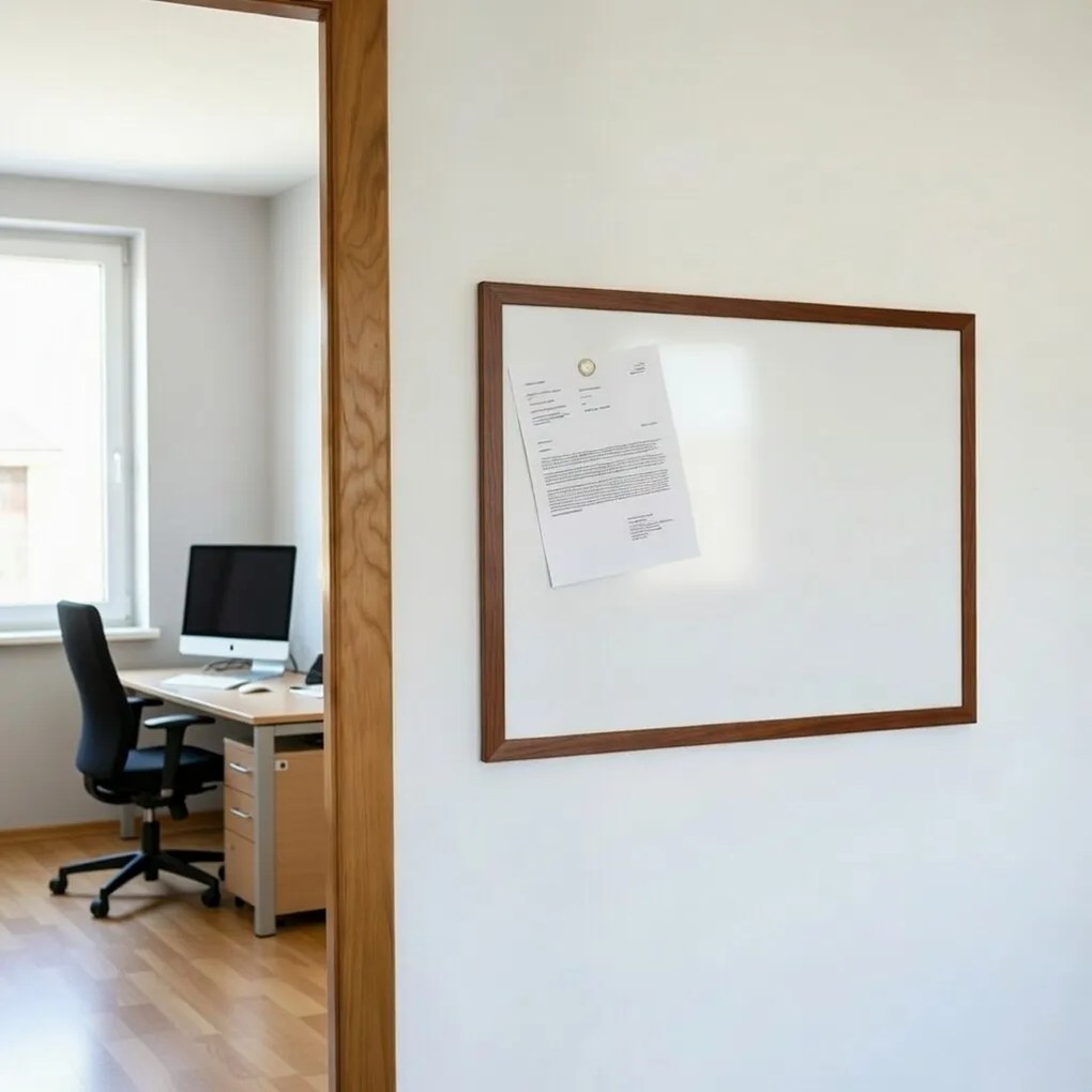 Toptabule.sk  Biela magnetická popisná tabuľa NATURE LINE v drevenom ráme PALISANDER 120x90 cm