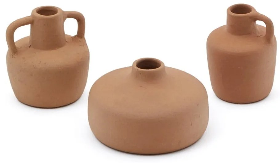 Oranžové terakotové vázy v súprave 3 ks (výška 6 cm) Sofra – Kave Home