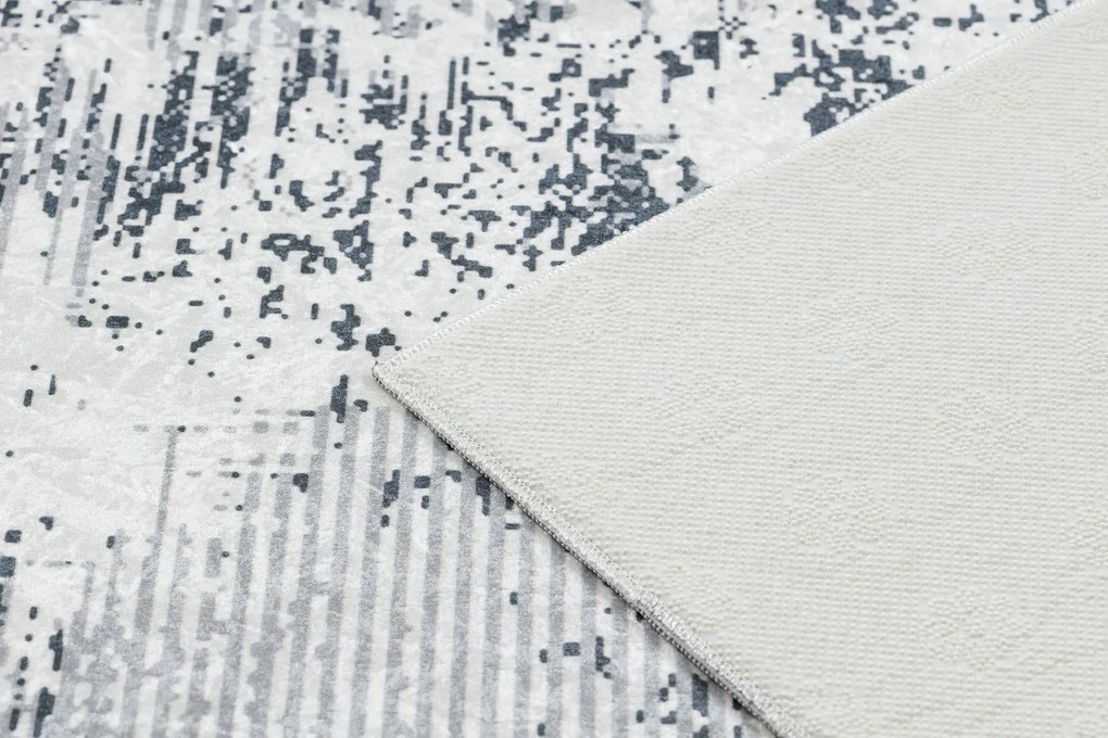 Koberec ANDRE 1189 Mramor, grécky - prateľný, protišmykový - čierno / strieborný