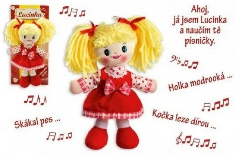 Teddies Panenka Lucinka handrová plyš 30 cm česky zpievajúca na karte