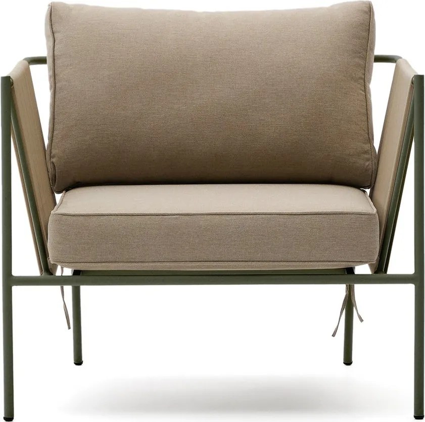 Zelené/béžové kovové záhradné kreslo Zivia – Kave Home