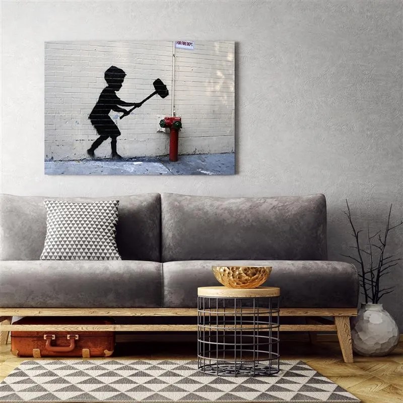 Gario Obraz na plátne Chlapec s kladivom, Banksy nástenná maľba Rozmery: 90 x 60 cm