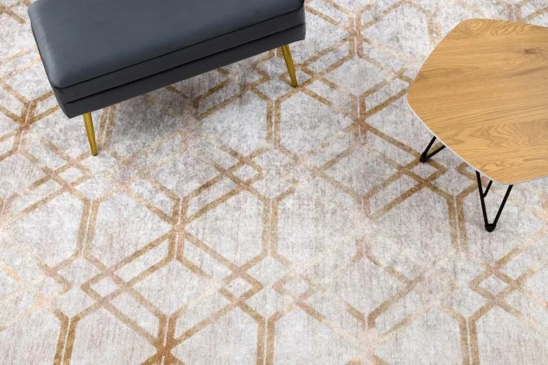 MIRO 51805.804 umývací koberec Geometrická, latková mreža protišmykový - zlato Veľkosť: 160x220 cm