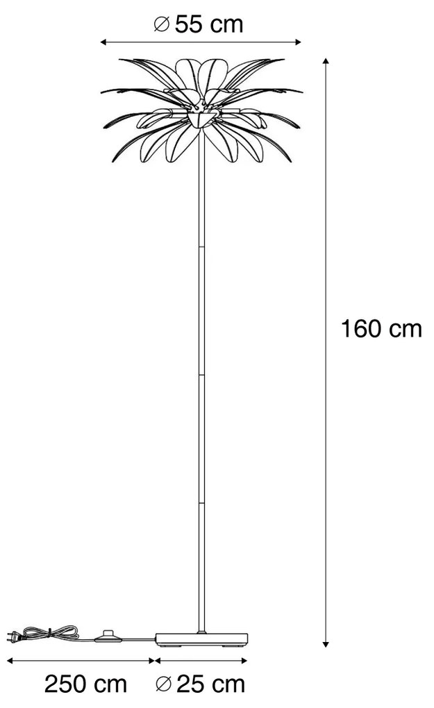 Art Deco stojacia lampa béžová s bielymi perami - Peahen