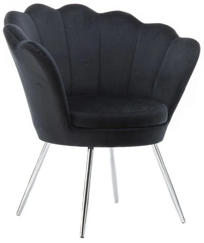 LuxuryForm DESIGN Kreslo FREY VELUR so striebornými nohami - čierne