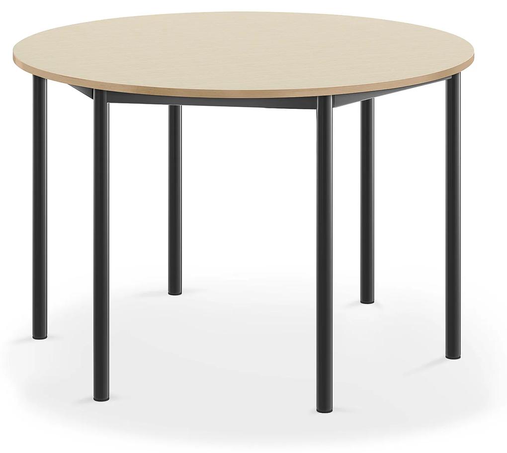 Stôl SONITUS, kruh, Ø1200x760 mm, HPL - breza, antracit