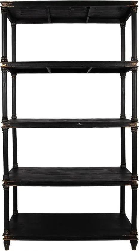 Čierny antik drevený regál Milburne - 110*40*210 cm