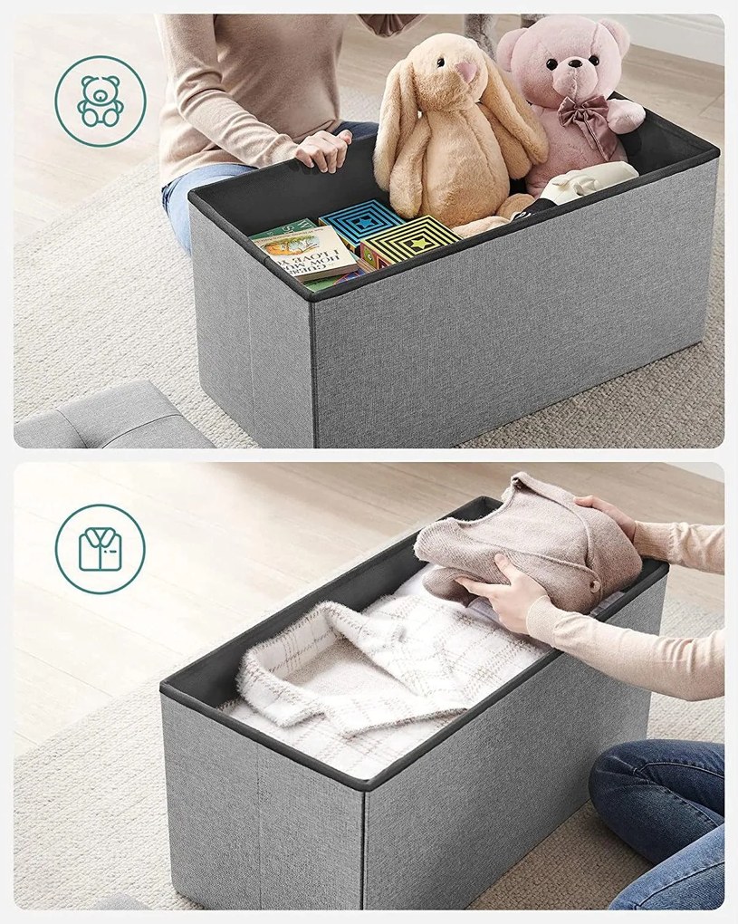 Taburetka 80 L, lavica s úložným priestorom, nosnosť 300 kg, svetlosivá