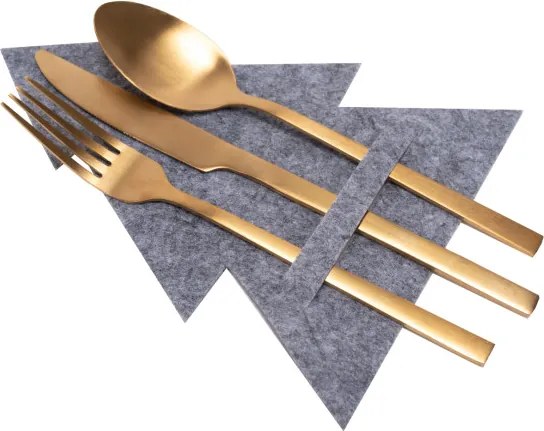 Vianočný obal na príbory KF370-4 stromček, sivý (4 ks)