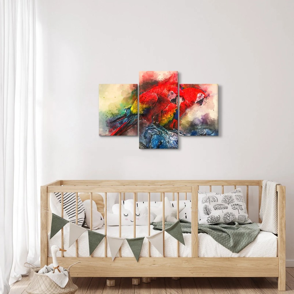 Obraz červených papagájov ara (90x60 cm)