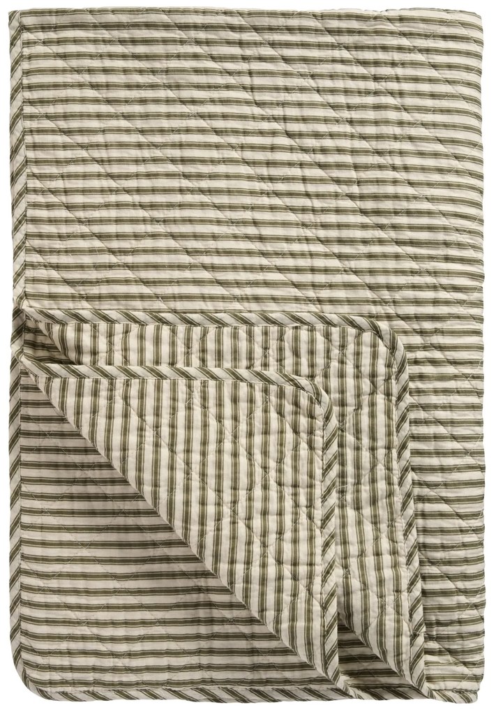Ib Laursen Prešívaný prehoz Sand/Olive Stripes 130 × 180 cm