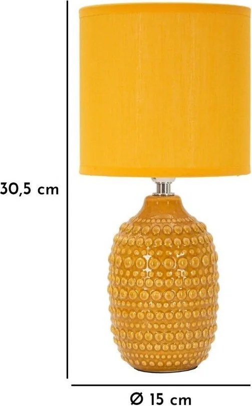 Keramická stolová lampa v horčicovej farbe s textilným tienidlom (výška 30,5 cm) Points – Mauro Ferretti