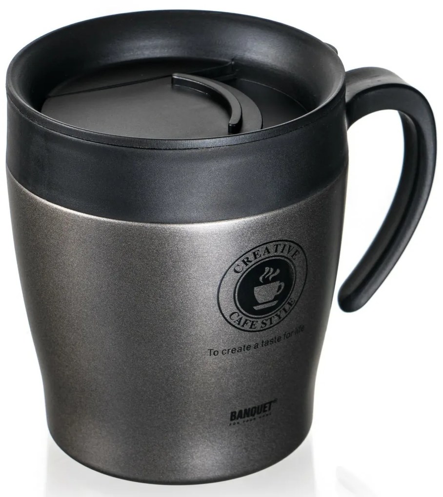Banquet Termohrnček cestovný TAZZA 330 ml, antracit