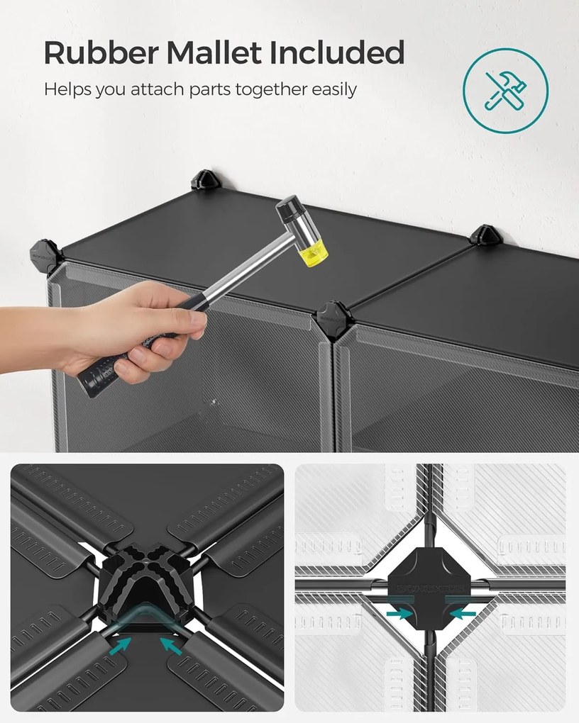 Topánková skriňa, 10 priehradková modulárna úložná jednotka, 32 x 165 x 125 cm, čierna