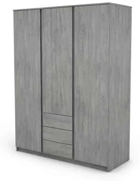 Šatníková skriňa Carlos, šedý beton, 152 cm