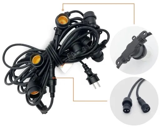 Vonkajšia dekoračná reťaz MIMOSA 10xE27/1,3W/230V IP44 10 m