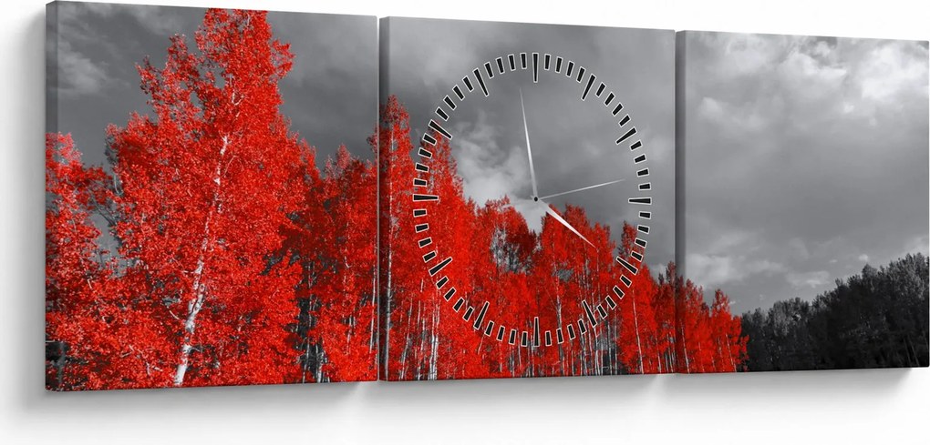 Obraz - Stromy vo farbe jesene (s hodinami) (90x30 cm)