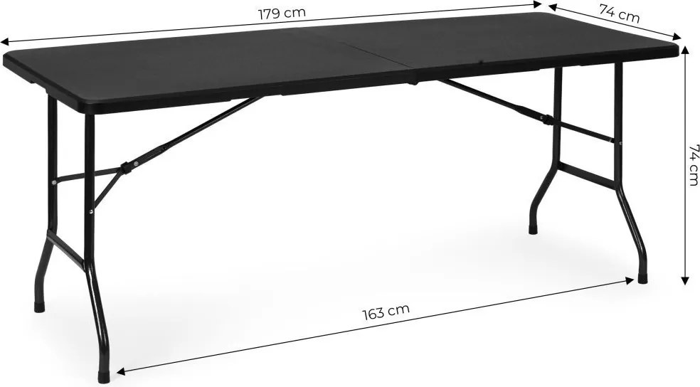 Cateringový stôl 180 cm skladací čierny