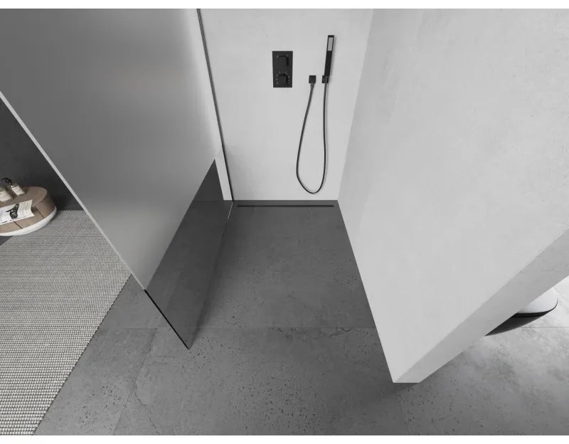 Mexen Kioto L, sprchová zástena Walk-In 90 x 200 cm, 8mm číre sklo-námraza, grafitový profil, 800-090-103-66-35