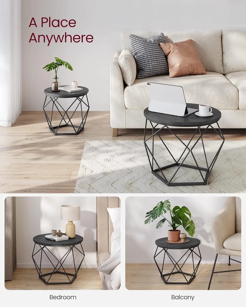 Kulatý konferenčný stolík, 2-dielna súprava, čierna