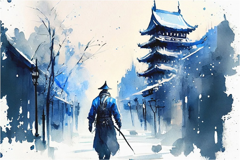 Obraz - Samuraj, aquarel (90x60 cm)