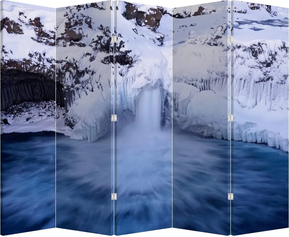 Paraván - Vodopád v zime (210x170 cm)