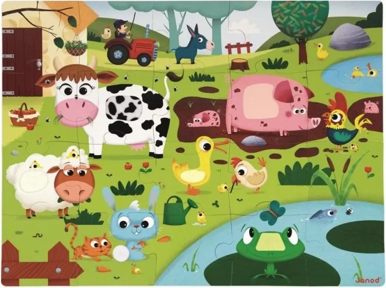 Janod Dotykové puzzle 20ks: Zvieratká na farme