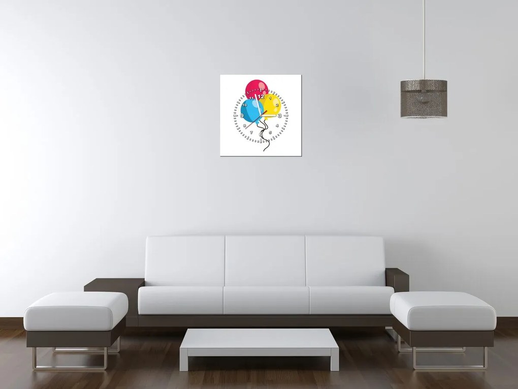 Gario Obraz s hodinami Farebné balóniky Rozmery: 30 x 30 cm