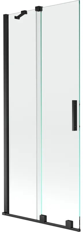 Mexen Velar, 2-krídlová posuvná vaňová zástena 80 x 150 cm, 8mm číre sklo, čierna matná, 896-080-000-01-70