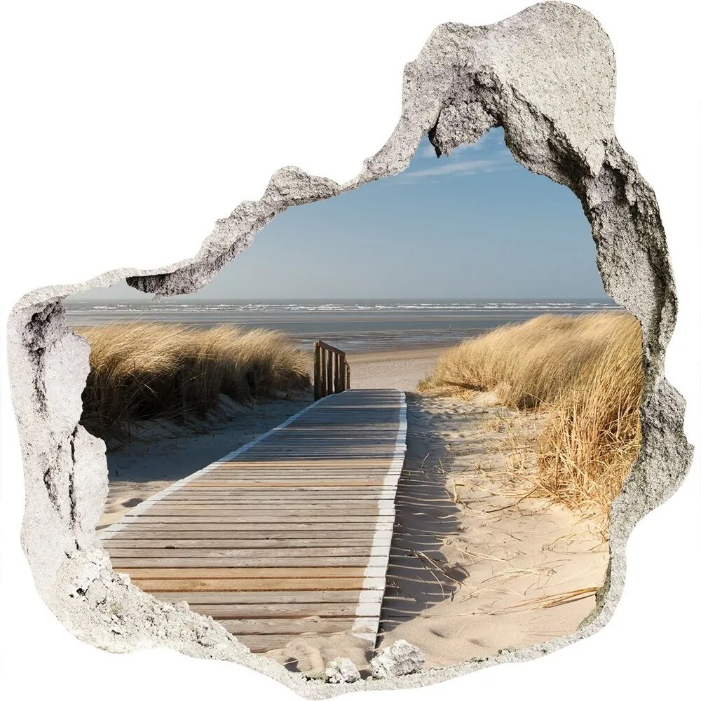 Díra 3D ve zdi nálepka Chodník na pláž WallHole-75x75-piask-31531037