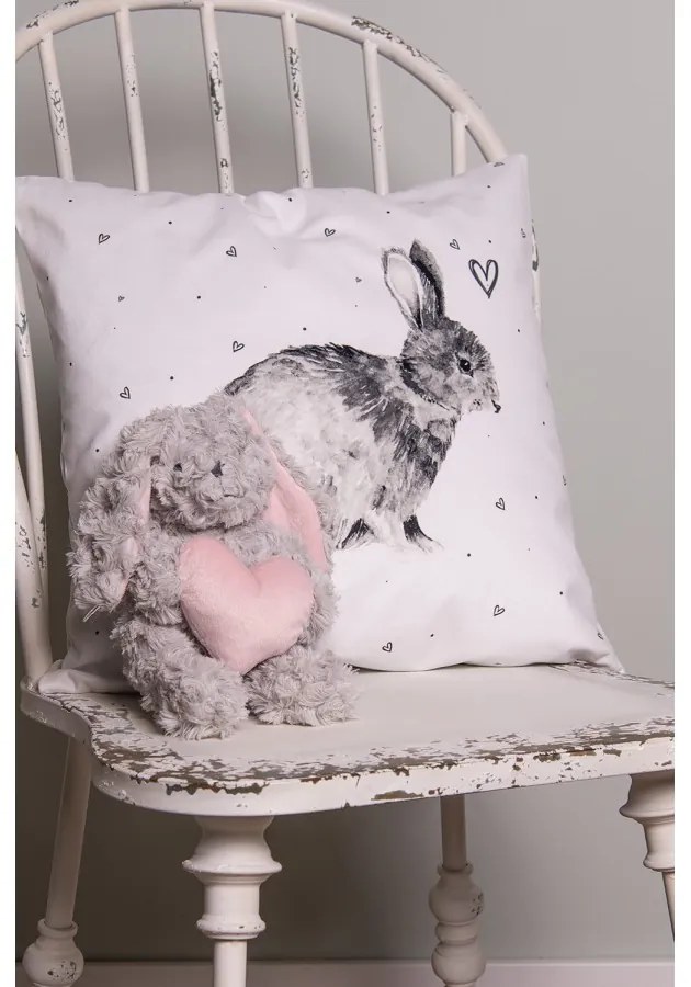 Obliečka na vankúš s králikom a srdiečkami Bunnies in Love - 45*45 cm