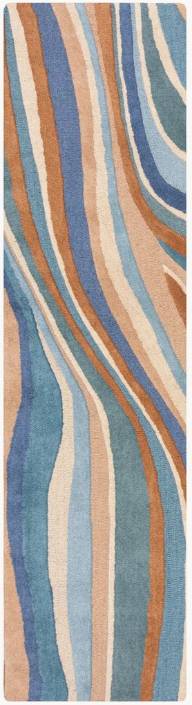 Ručne všívaný vlnený behúň s reliéfnou štruktúrou Abstract Flow