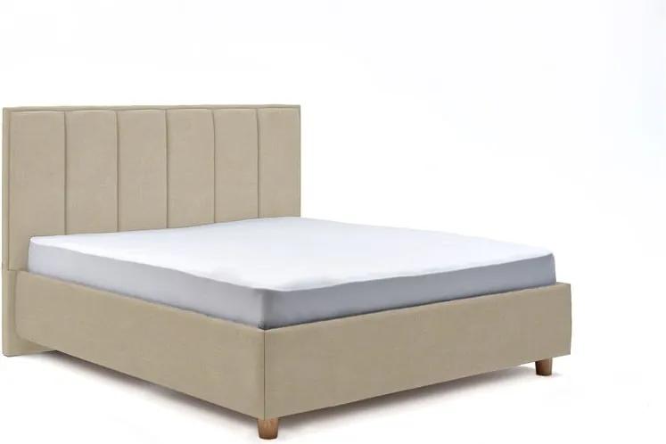 Béžová dvojlôžková posteľ s roštom a úložným priestorom PreSpánok Wega, 160 x 200 cm