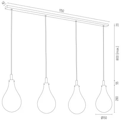 Argon 1741 - Luster na lanku OAKLAND 4xG9/6W/230V