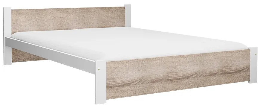 Posteľ IKAROS 120 x 200 cm, biela/dub sonoma Rošt: S lamelovým roštom, Matrac: Matrac COCO MAXI 20 cm